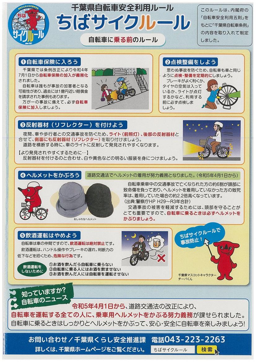 ちばサイクルール（自転車に乗る前のルール）