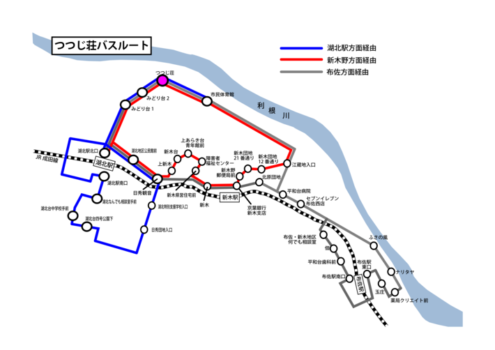 つつじ荘バスルートの案内図